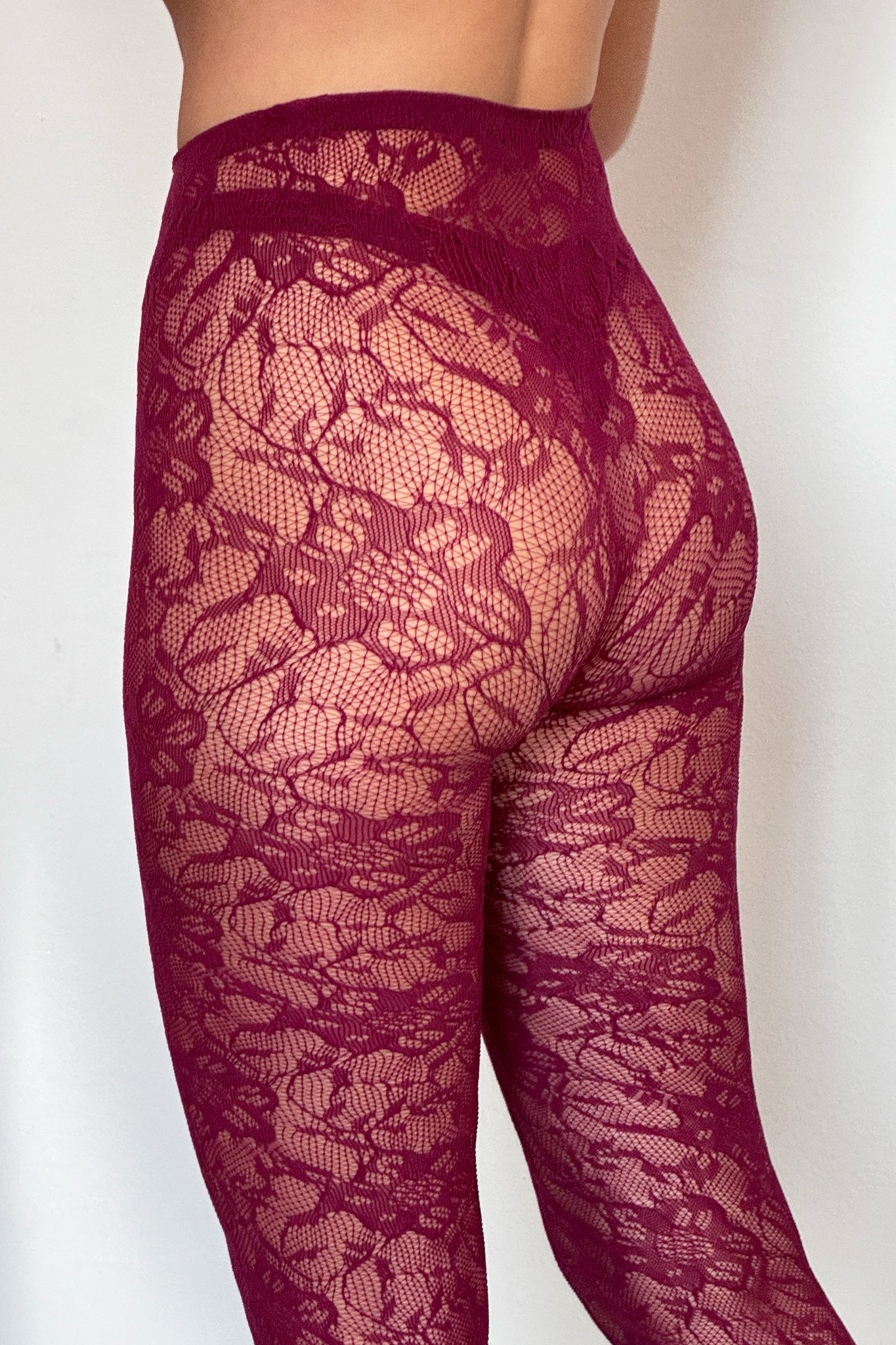 Peony- burgundy floral stockings