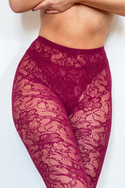 Peony- burgundy floral stockings