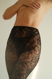 Peony- black floral stockings